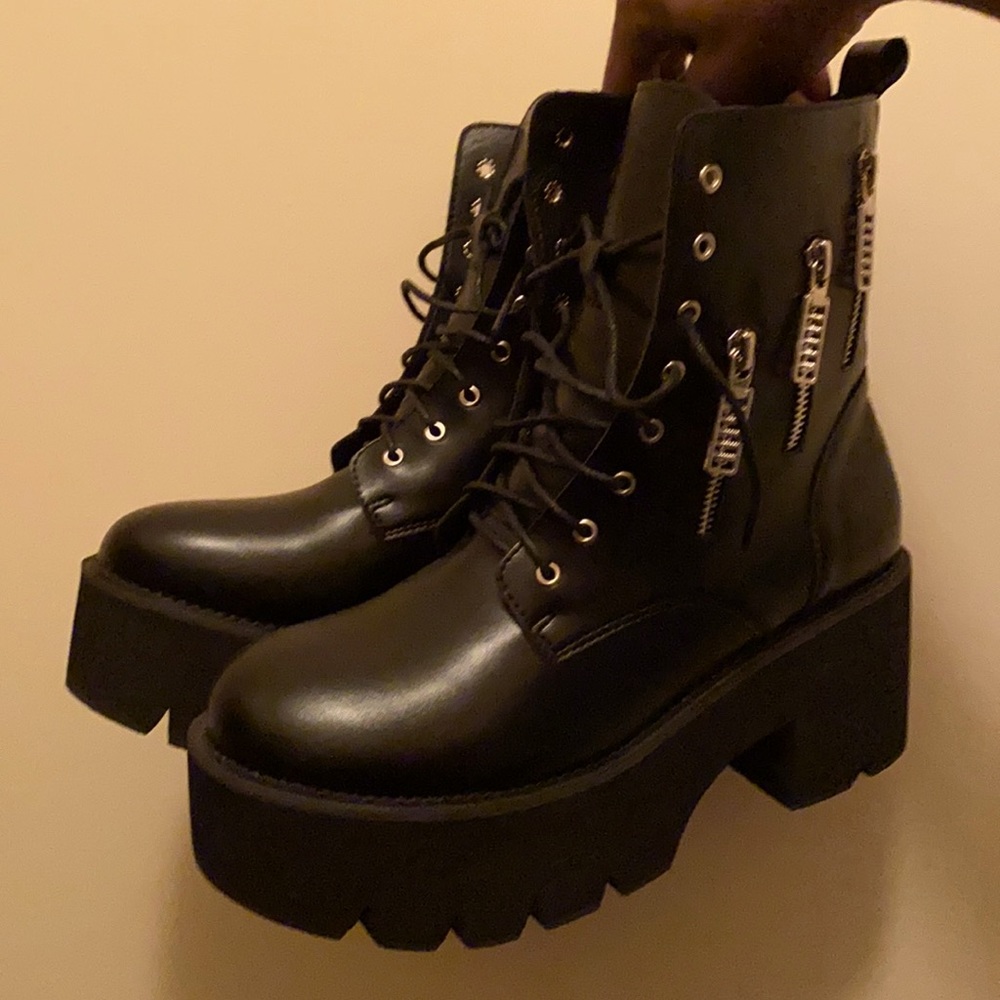 Zipper Side Martin Boots Platform Height:5 cm